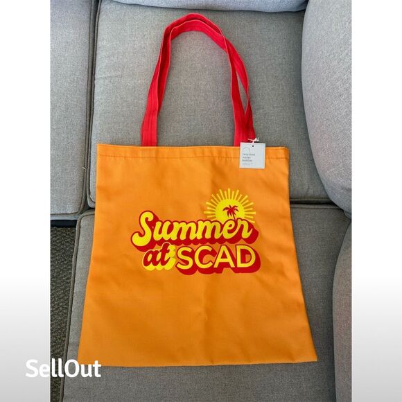 Savannah College of Art and Design Handbags - SCAD Summer Tote Bag Unisex Orange Red Eco-Friendly Graphic Print